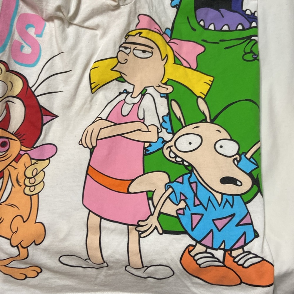 Vintage White T-Shirt Nickelodeon XL Short Sleeves w/Cartoon Characters - Picture 12 of 14